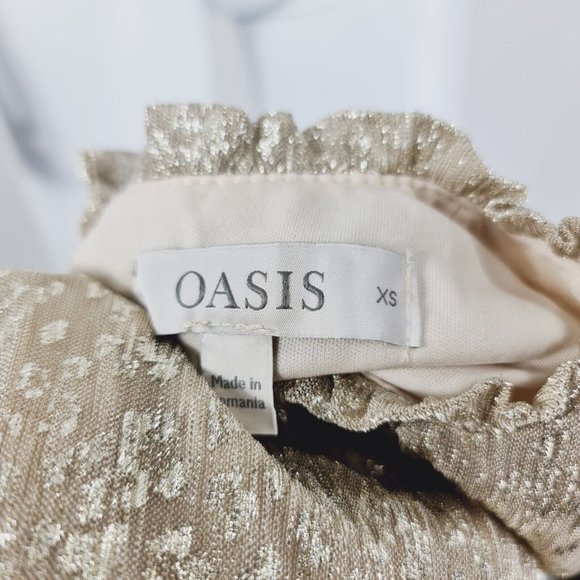 Oasis Gold Sparkly Pattern Sleeveless Party Top Sz XS Lined - Picture 4 of 5